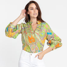 Load image into Gallery viewer, Billie Long Sleeve Luxe Linen Paisley Top
