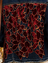 Load image into Gallery viewer, Burgundy Woven Dark Denim Jacket
