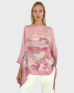 Eden Cashmere Printed Poncho Pink