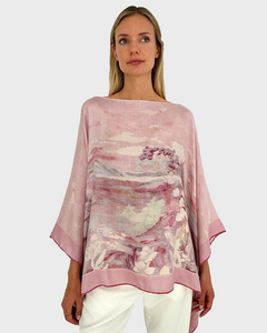 Eden Cashmere Printed Poncho Pink