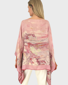 Eden Cashmere Printed Poncho Pink