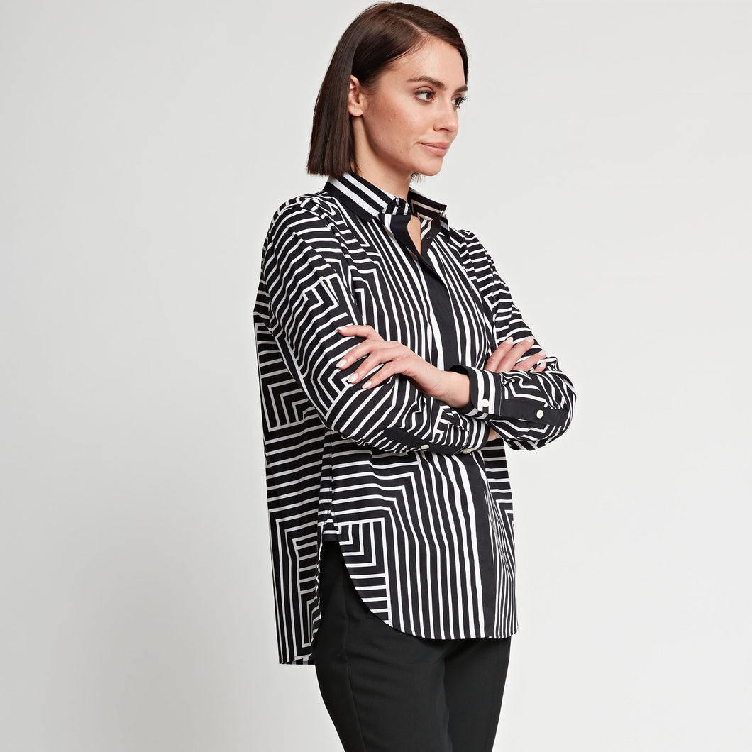 Halsey Long Sleeve Abstract Stripe Print Shirt