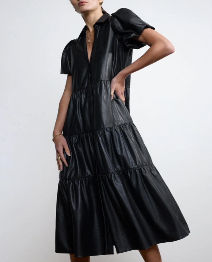 Augustine Vegan Leather Belted Dress