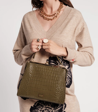 Load image into Gallery viewer, Jackie Frame Bag Croc Embossed Leather Olive
