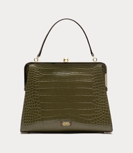 Load image into Gallery viewer, Jackie Frame Bag Croc Embossed Leather Olive
