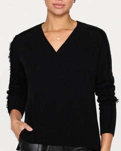 Jolie Fringe Vee Cashmere Sweater