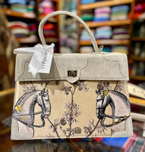 Load image into Gallery viewer, Marquise Paris Recontre Equestre Top Handle Shoulder Bag Pearl Suede
