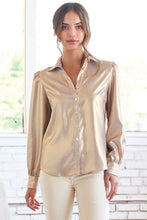 Load image into Gallery viewer, Collette Liquid Metallic Long Sleeve Blouse
