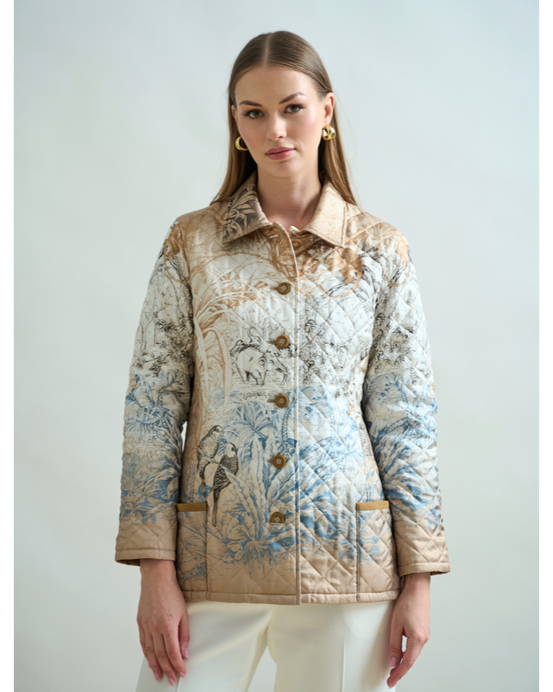 Safari Silk Printed Quilted Jacket