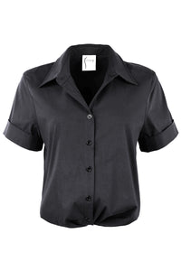 Alli Silky Poplin Twist-Hem Top