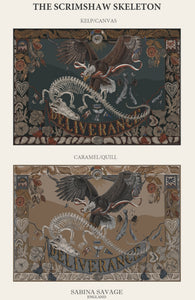 The Scrimshaw Skeleton Rectangular Silk Scarf PRE-ORDER NOW