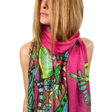 Load image into Gallery viewer, Tiger &amp; Jungle Handprinted Cashmere Scarf

