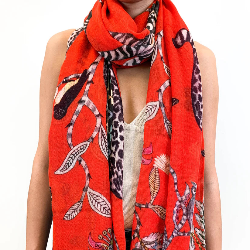 Wildlife Handprinted Cashmere Scarf
