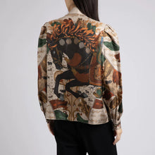 Load image into Gallery viewer, The Wind Horse Stand Collar Silk Blouse
