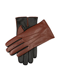 Men's Cashmere Lined Two Color Touchscreen Leather Gloves