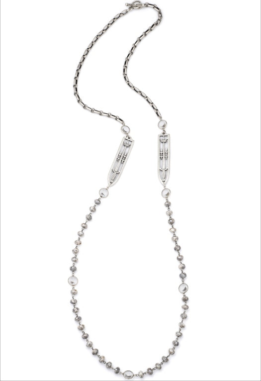 Silverite with Silver Wire & Swarovski Crystal Necklace