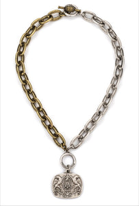 Mixed Metal Lourdes Chain with Medallion