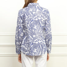 Load image into Gallery viewer, Diane Long Sleeve Blue &amp; White Paisley Print
