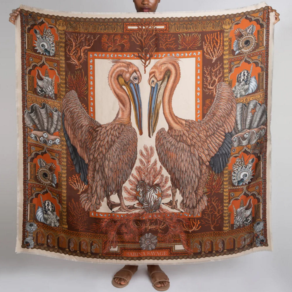 The Pelicans and the Sea Silk Twill Scarf