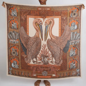 The Pelicans and the Sea Wool Silk Scarf